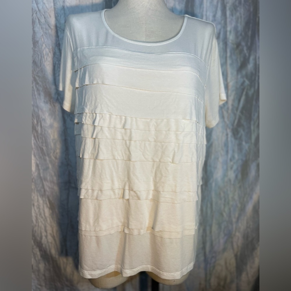 George Tusk color with layered ruffles, rayon short sleeve blouse XXL (20)